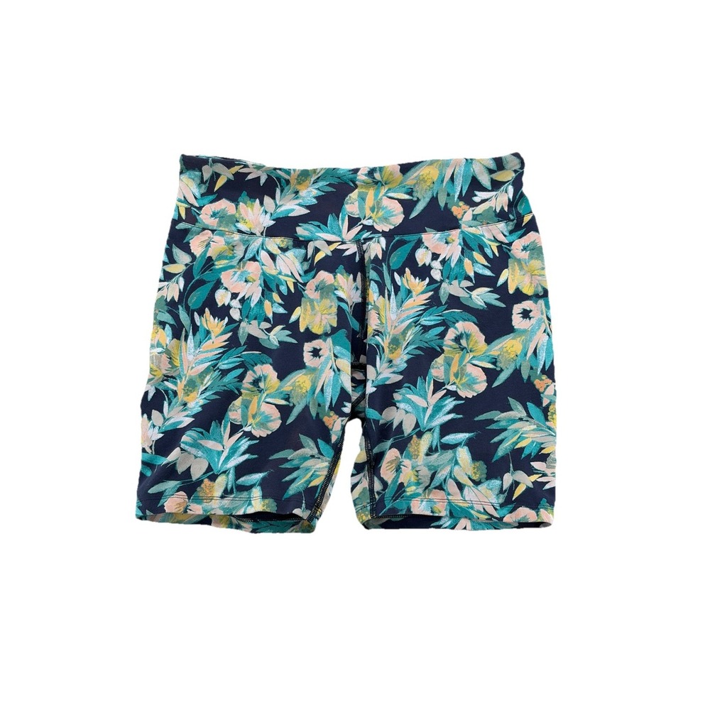 Columbia Woman's Off Duty Maximalist Floral Bike Shorts Back Pocket Stretch